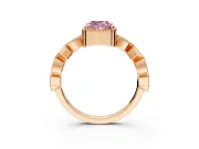 Milgrain Bezel Engagement Ring Setting for Fancy Pink Cushion Cut Center with Marquise Stations and Bezel Head in Rose Gold