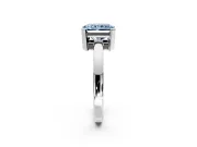 Solitaire Engagement Ring Setting for Fancy Blue Radiant Cut Center with Plain Band and Flat Tab Prong Head in Platinum