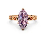 Solitaire Engagement Ring Setting for Fancy Pink Marquise Center with XO Engraved Band and Prong Head in Rose Gold