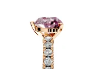Solitaire Engagement Ring Setting for Fancy Pink Heart-Shaped Center with Single Row Accent Band and Prong Head in Rose Gold