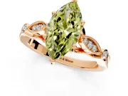 Solitaire Engagement Ring Setting for Fancy Yellow Marquise Center with Marquise and Bezel Accents and Prong Head in Rose Gold