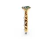 Solitaire Engagement Ring Setting for Fancy Green Oval Center with Scrollwork Band and Prong Head in Yellow Gold