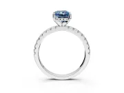 Solitaire Engagement Ring Setting for Fancy Blue Radiant Cut Center with Band of Accents and Prong Head in Platinum