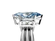 Solitaire Engagement Ring Setting for Fancy Blue Marquise Center with Grooved Bar Accent Band and Prong Head in Platinum