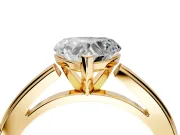 Solitaire Engagement Ring Setting for Heart-Shaped Center with Flat-Sided Plain Band and Prong Head in Yellow Gold