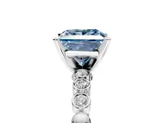 Solitaire Engagement Ring Setting for Fancy Blue Princess Cut Center with Bezel-Dot Beaded Band and Prong Head in Sterling Silver
