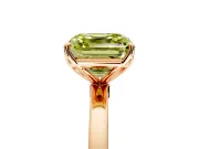 Solitaire Engagement Ring Setting for Fancy Yellow Asscher Cut Center with Thin Rounded Plain Band and Prong Head in Rose Gold