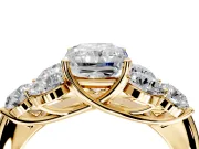 Cluster Engagement Ring Setting for Radiant Cut Center with Round Cut Accent Frame and Prong Head in Yellow Gold