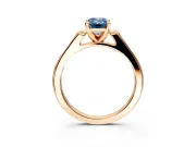 Solitaire Engagement Ring Setting for Fancy Blue Emerald Cut Center with Channel Accents and Prong Head in Rose Gold
