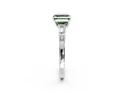 Bar-Set Engagement Ring Setting for Fancy Green Asscher Cut Center with Tapered Baguette Accents and Prong Head in White Gold