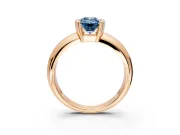 Tension Engagement Ring Setting for Fancy Blue Emerald Cut Center with Wide Flat Band and Tension Head in Rose Gold