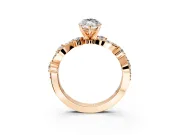 Solitaire Engagement Ring Setting for Marquise Center with Bar-Station Pave Twist and Prong Head in Rose Gold