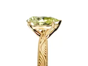 Solitaire Engagement Ring Setting for Fancy Yellow Pear-Shaped Center with Engraved Milgrain Band and Prong Head in Yellow Gold