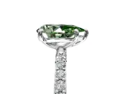 Solitaire Engagement Ring Setting for Fancy Green Pear-Shaped Center with Pave Accents and Prong Head in Sterling Silver