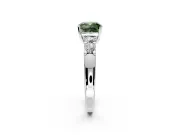5 Stone Engagement Ring Setting for Fancy Green Cushion Cut Center with Plain Band and Prong Head in Platinum