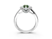 Solitaire Engagement Ring Setting for Fancy Green Emerald Cut Center with Wide Band, Pave Collar and Prong Head in Platinum