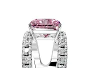 Solitaire Engagement Ring Setting for Fancy Pink Radiant Cut Center with Wide-Open Split Shank and Prong Head in Platinum