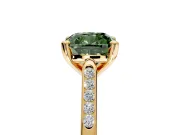 Solitaire Engagement Ring Setting for Fancy Green Cushion Cut Center with Channel Accents and Prong Head in Yellow Gold
