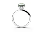 Solitaire Engagement Ring Setting for Fancy Green Princess Cut Center with Fine Wire Band and Prong Head in Platinum