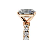 Open Basket Engagement Ring Setting for Emerald Cut Center with Pave Band and Prong Head in Rose Gold