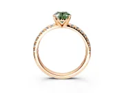 Solitaire Engagement Ring Setting for Fancy Green Oval Center with Large Accents and Prong Head in Rose Gold