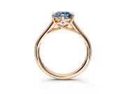 Solitaire Engagement Ring Setting for Fancy Blue Round Cut Center with Cathedral Band and Prong Head in Rose Gold