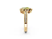 Milgrain Halo Engagement Ring Setting for Fancy Yellow Pear-Shaped Center with Wide Pave Band and Prong Head in Yellow Gold