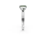 Solitaire Engagement Ring Setting for Fancy Green Radiant Cut Center with Wide Knife Ridge Band and Prong Head in White Gold