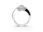 Halo Engagement Ring Setting for Marquise Center with Milgrain Channel Band and Prong Head in Sterling Silver