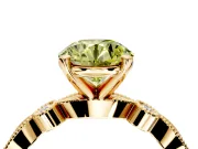 Solitaire Engagement Ring Setting for Fancy Yellow Round Cut Center with Milgrain Bezel Accents and Prong Head in Yellow Gold
