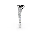 Solitaire Engagement Ring Setting for Fancy Black Pear-Shaped Center with Pave Cathedral Shoulders and Prong Head in White Gold