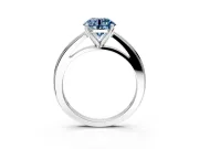 Solitaire Engagement Ring Setting for Fancy Blue Round Cut Center with Flat-Sided Plain Band and Prong Head in Sterling Silver