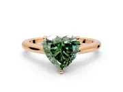 Solitaire Engagement Ring Setting for Fancy Green Heart-Shaped Center with Narrow Cathedral Band and Prong Head in Rose Gold