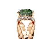 Halo Engagement Ring Setting for Fancy Green Cushion Cut Center with Rope Twist Split Shank and Prong Head in Rose Gold