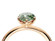 Low-Set Solitaire Engagement Ring Setting for Fancy Green Oval Center with Thin Plain Band and Prong Head in Rose Gold