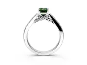 Solitaire Engagement Ring Setting for Fancy Green Emerald Cut Center with Crossover Accents and Prong Head in Sterling Silver