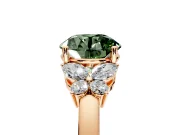 Solitaire Engagement Ring Setting for Fancy Green Round Cut Center with Marquise Flower Shoulders and Prong Head in Rose Gold