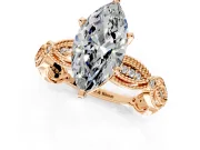 Solitaire Engagement Ring Setting for Marquise Center with Marquise Panel Band and Prong Head in Rose Gold