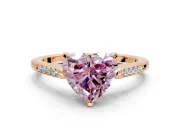 Solitaire Engagement Ring Setting for Fancy Pink Heart-Shaped Center with Channel Accents and Prong Head in Rose Gold
