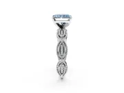 Solitaire Engagement Ring Setting for Fancy Blue Radiant Cut Center with Marquise Panel Band and Prong Head in White Gold