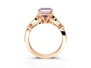 Solitaire Engagement Ring Setting for Fancy Pink Asscher Cut Center with Marquise and Bezel Accents and Prong Head in Rose Gold