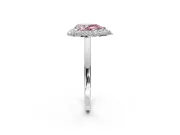 Halo Engagement Ring Setting for Fancy Pink Pear-Shaped Center with Plain Tapered Band and Prong Head in White Gold