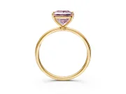 Solitaire Engagement Ring Setting for Fancy Pink Princess Cut Center with Straight Thin Band and Prong Head in Yellow Gold
