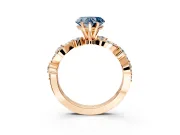 Solitaire Engagement Ring Setting for Fancy Blue Heart-Shaped Center with Bar-Station Pave Twist and Prong Head in Rose Gold