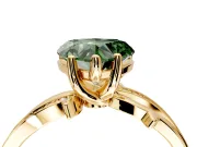 Solitaire Engagement Ring Setting for Fancy Green Heart-Shaped Center with Pave and Plain Crossover Band and Prong Head in Yellow Gold