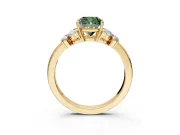 Solitaire Engagement Ring Setting for Fancy Green Cushion Cut Center with Marquise Flower Shoulders and Prong Head in Yellow Gold