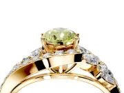 Halo Engagement Ring Setting for Fancy Yellow Pear-Shaped Center with Marquise and Pave Bypass Band and Prong Head in Yellow Gold