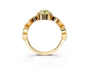 Milgrain Bezel Engagement Ring Setting for Fancy Yellow Oval Center with Marquise Stations and Bezel Head in Yellow Gold