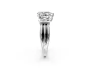 Solitaire Engagement Ring Setting for Pear-Shaped Center with Grooved Bar Accent Band and Prong Head in Platinum