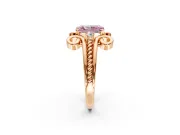 Solitaire Engagement Ring Setting for Fancy Pink Radiant Cut Center with Twisted Band and Scroll Prong Head in Rose Gold